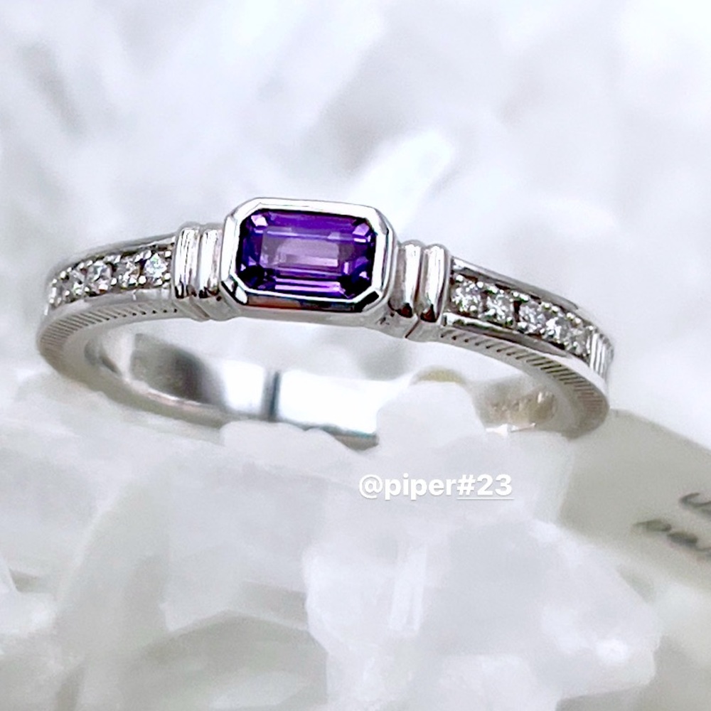 NWT Judith Ripka Adrienne Amethyst & Diamond Stack Ring